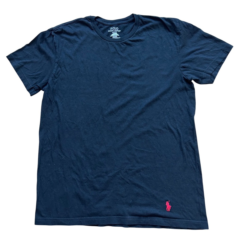 Polo Ralph Lauren Tubular T Shirt Mens Medium Black Classic Fit Red Pony‎ Logo